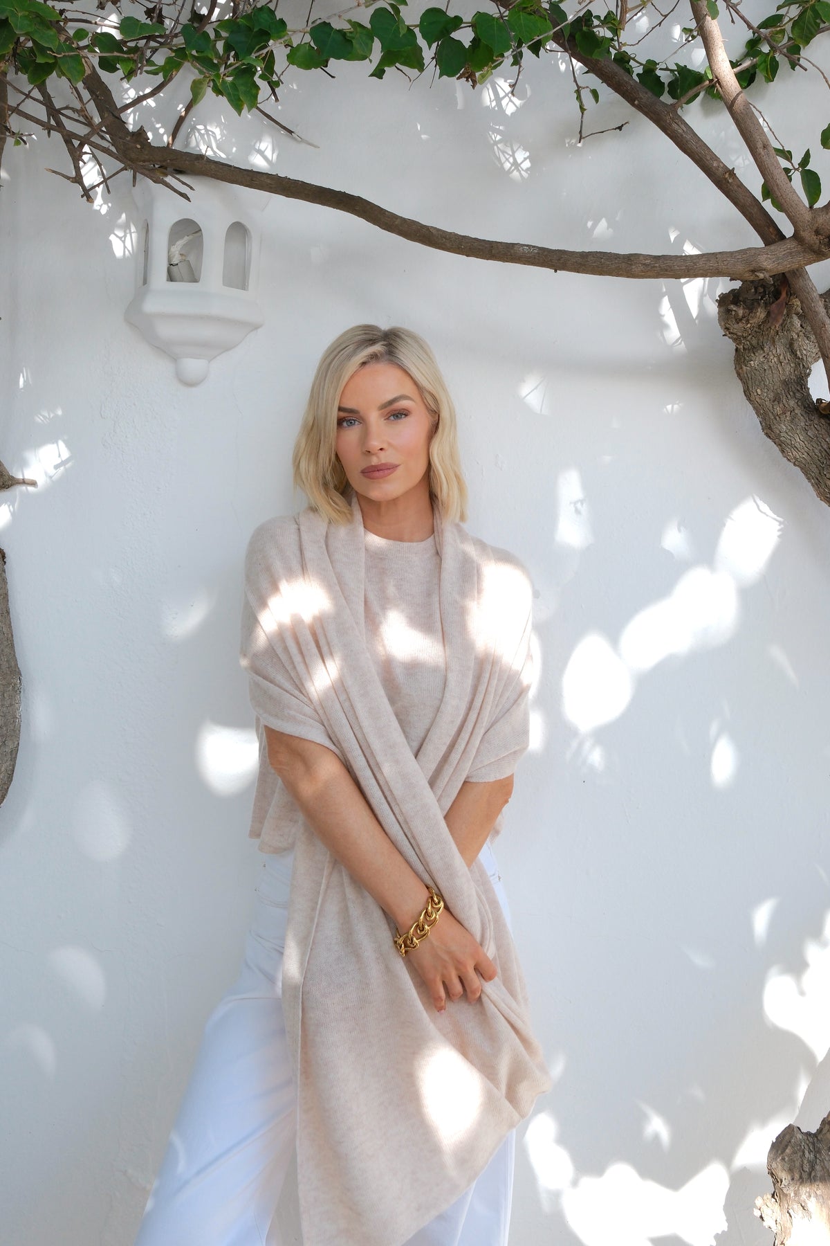 The Travel Wrap in Lightweight Beige