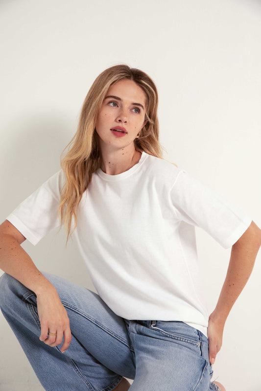 Cashmere Oversized Tee in Ivory White