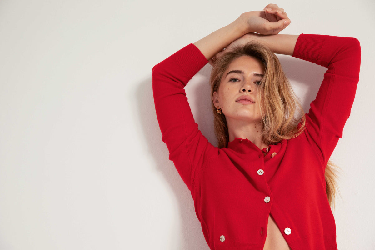 The Everyday Cashmere Cardigan in Crimson