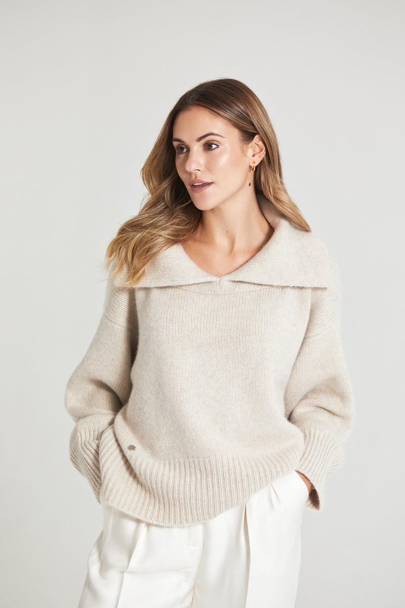 The Chunky Knit Collar Sweater in Oatmeal
