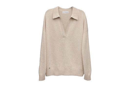The Cashmere Collar Sweater in Sandstone