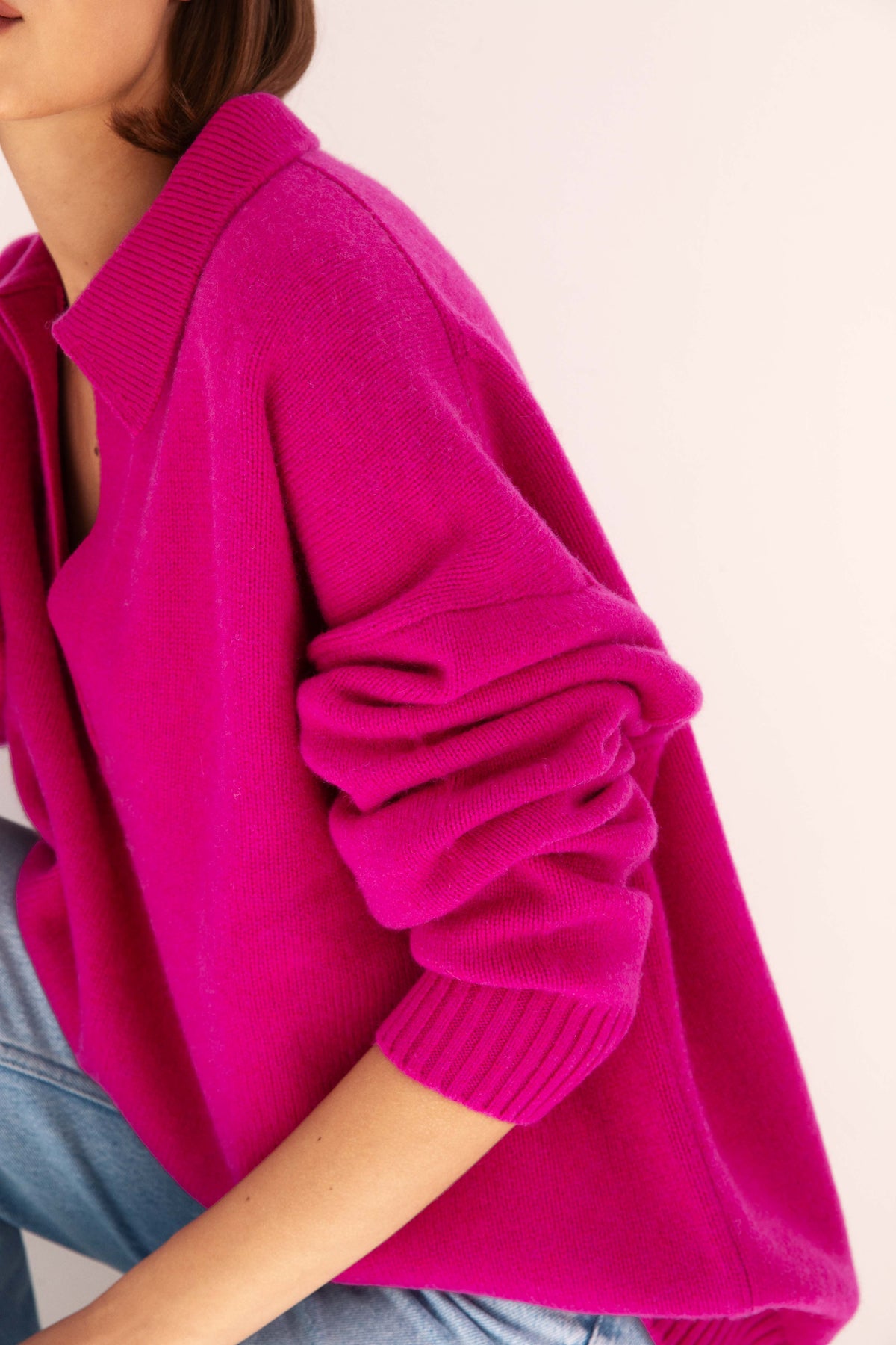 The Cashmere Collar Sweater in Boysenberry