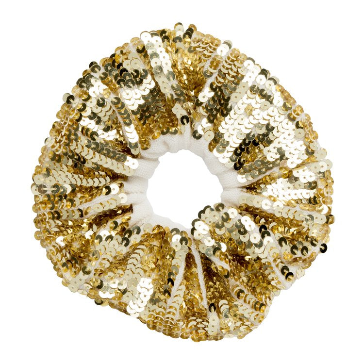The Sequin Cashmere Scrunchie in Snow Peak