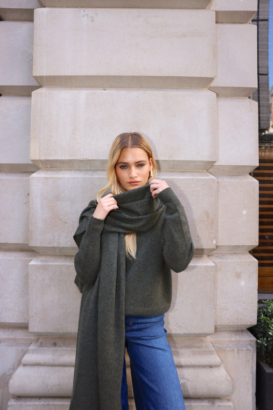 The Cashmere Travel Wrap in Algae
