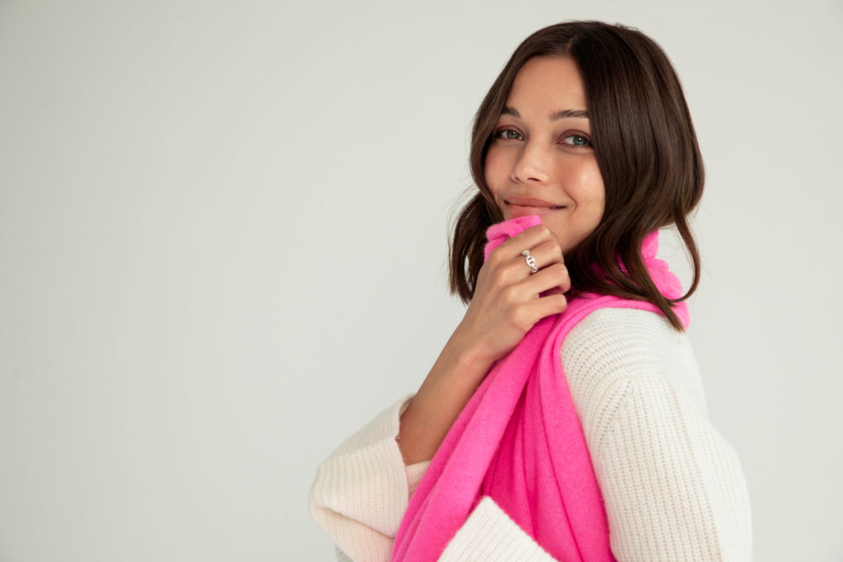The Cashmere Travel Wrap in Neon Pink