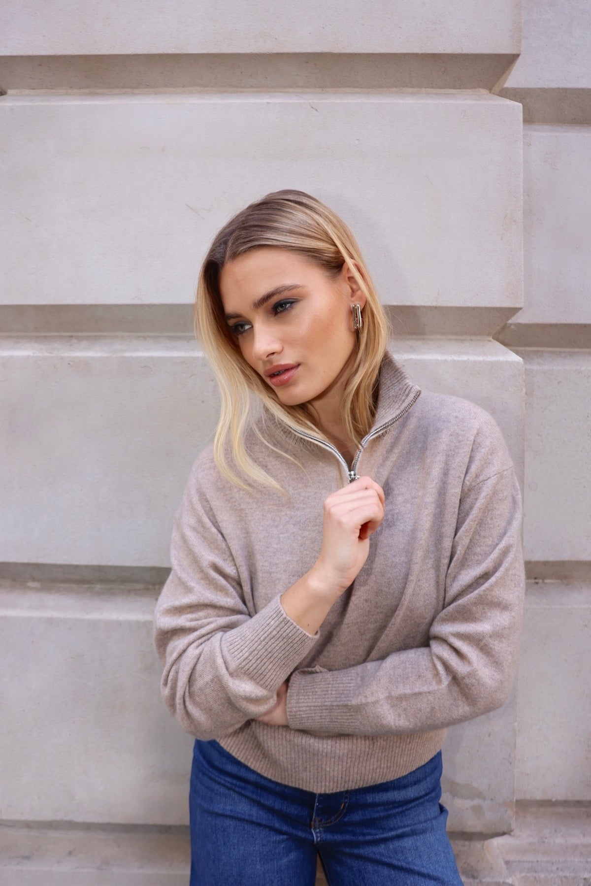 The Zip Top in Warm Taupe