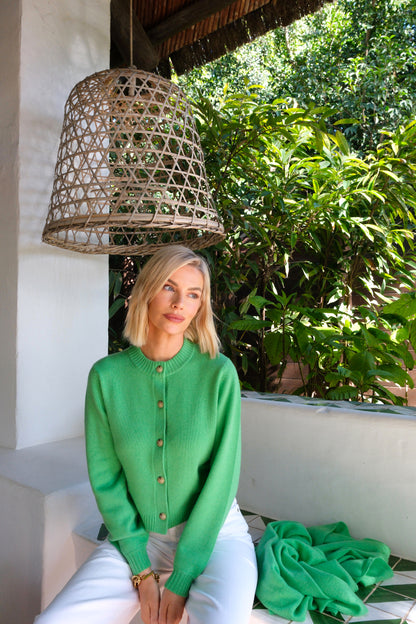 The Balloon Sleeve Cardigan in Emerald