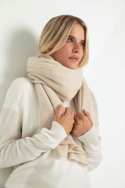 The Cashmere Travel Wrap in Sandstone