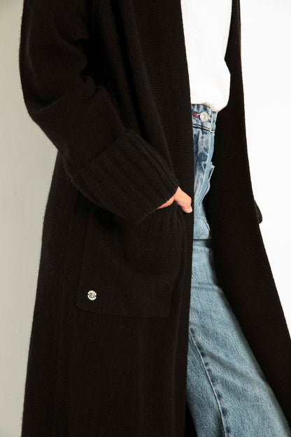 The Cashmere Longline Cardigan in Black