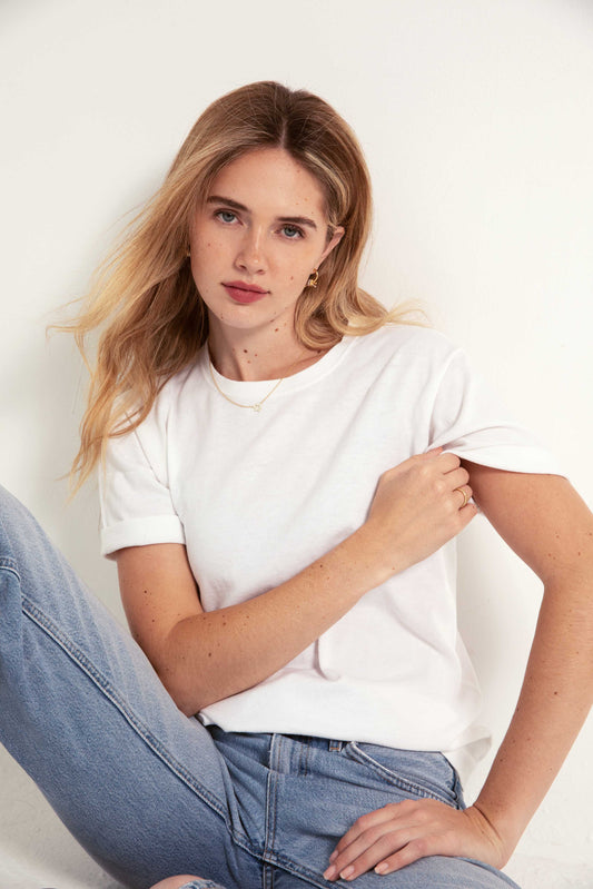 Cashmere Oversized Tee in Ivory White