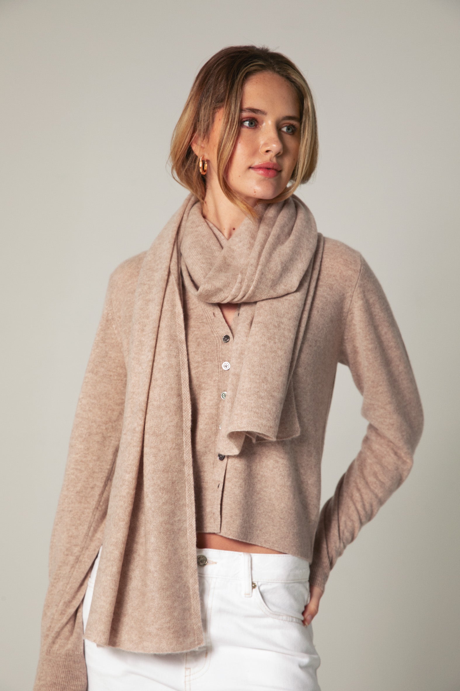 The Cashmere Travel Wrap in Light Beige