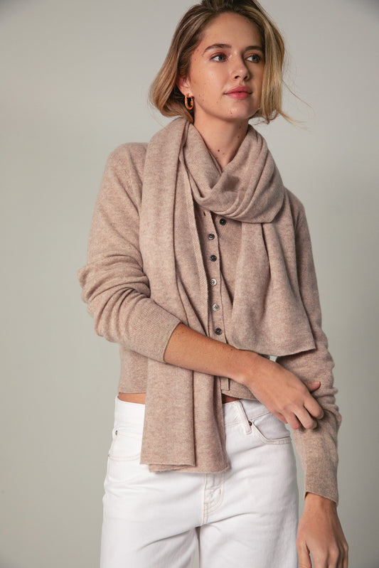 The Cashmere Travel Wrap in Light Beige