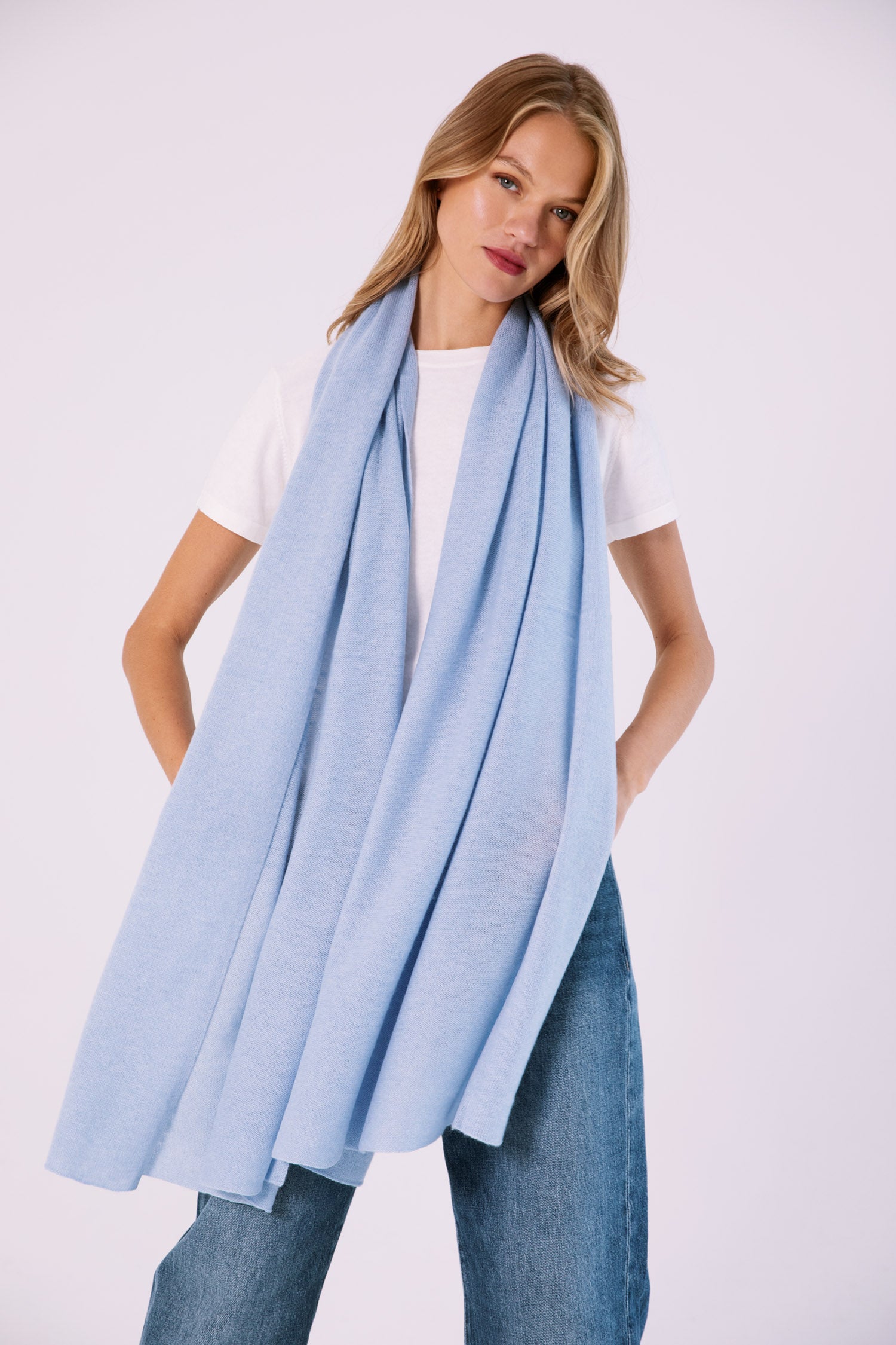 The Cashmere Travel Wrap in Cerulean