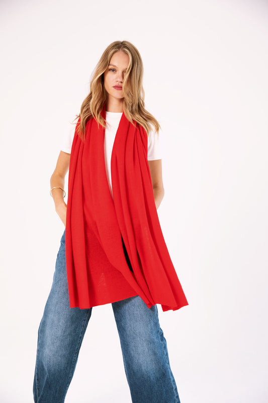 The Cashmere Travel Wrap in Crimson