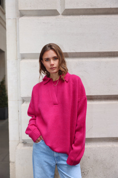The Cashmere Collar Sweater in Boysenberry