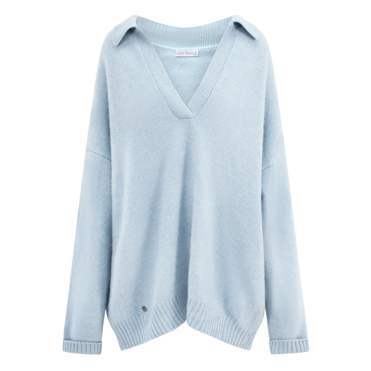 The Cashmere Collar Sweater in Green Lily