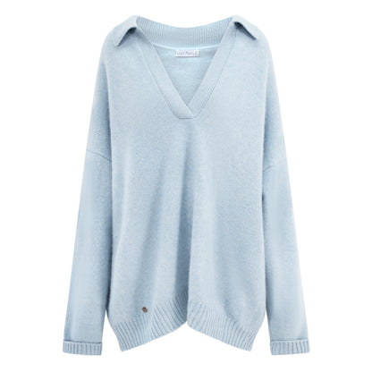 The Cashmere Collar Sweater in Green Lily