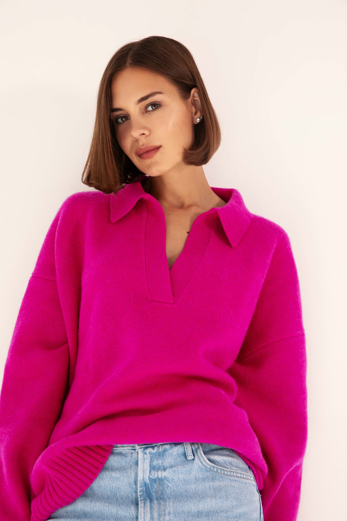 The Cashmere Collar Sweater in Boysenberry