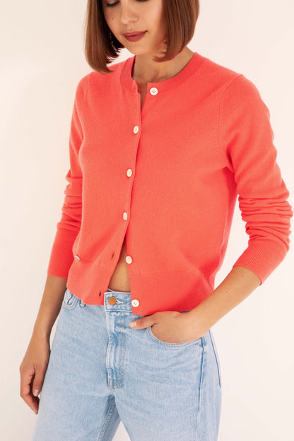 The Everyday Cashmere Cardigan in Vibrant Coral
