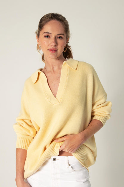 The Cashmere Collar Sweater in Primrose