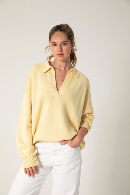 The Cashmere Collar Sweater in Primrose