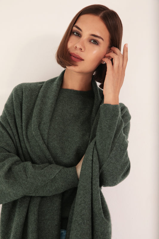 The Cashmere Travel Wrap in Algae