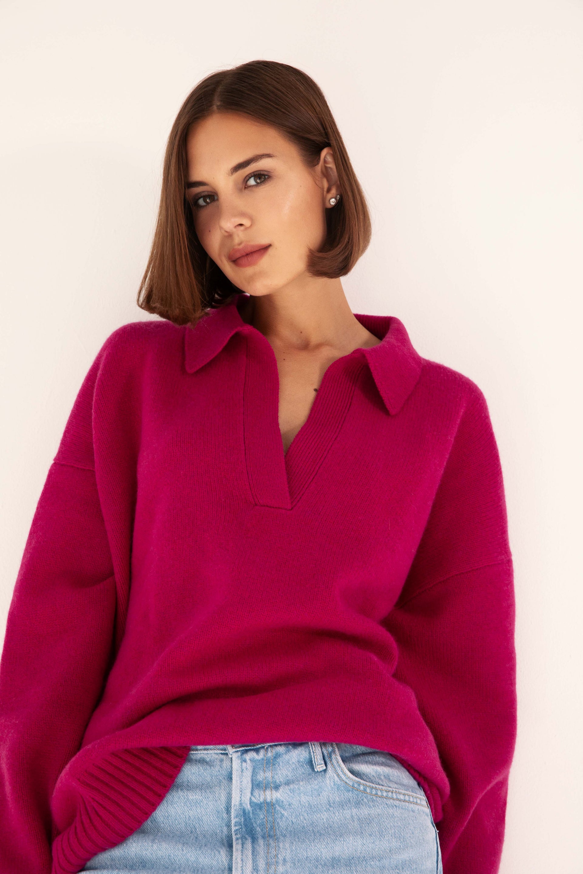 The Cashmere Collar Sweater in Boysenberry