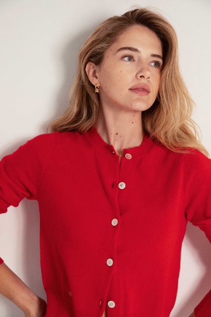 The Everyday Cashmere Cardigan in Crimson