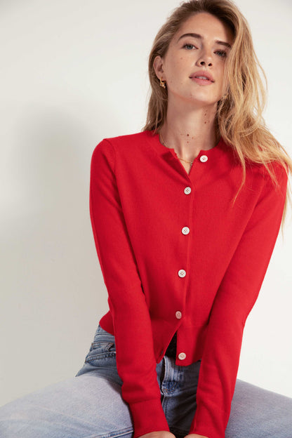 The Everyday Cashmere Cardigan in Crimson