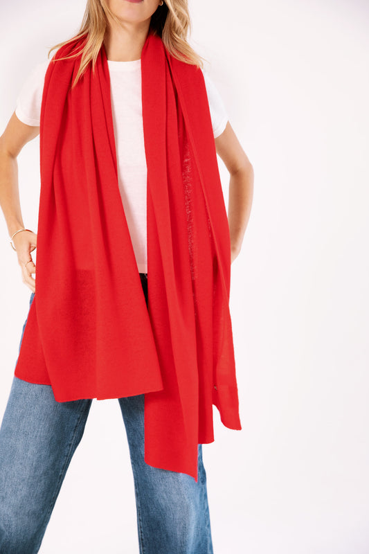 The Cashmere Travel Wrap in Crimson