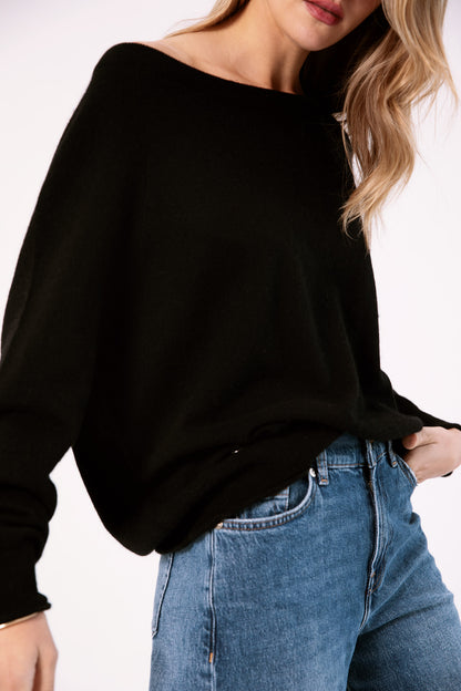 The Cashmere Boatneck in Black