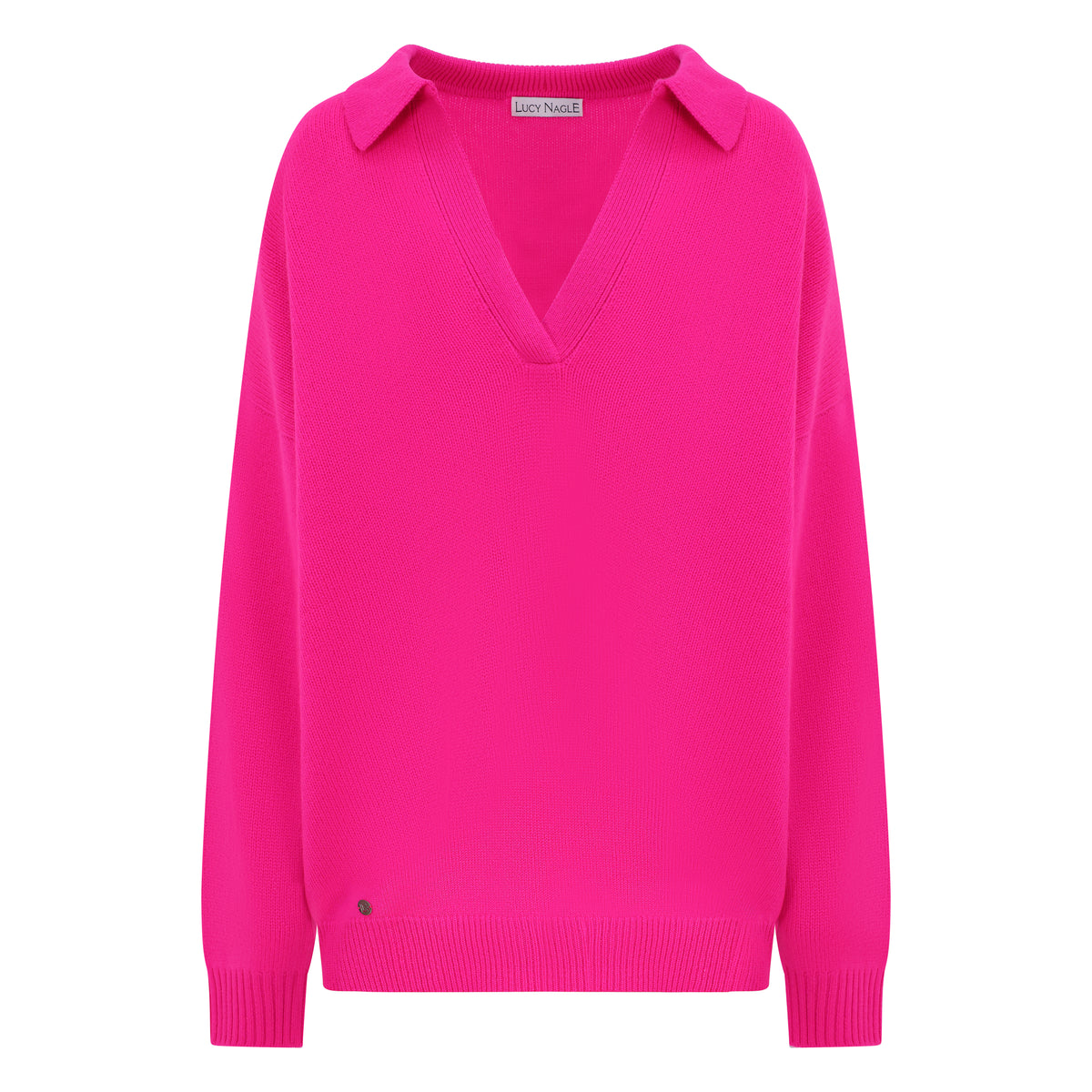 The Cashmere Collar Sweater in Vibrant Pink