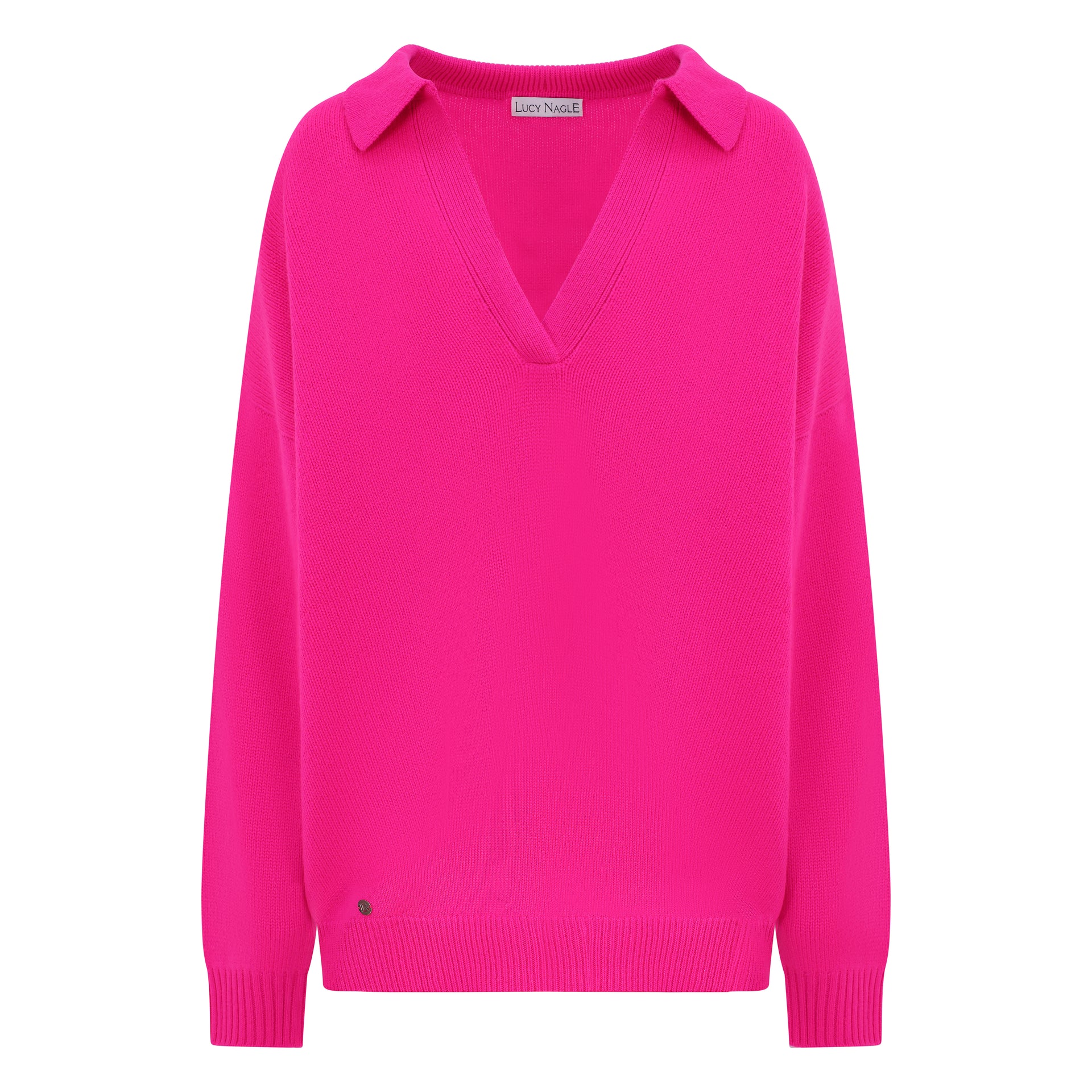 The Cashmere Collar Sweater in Vibrant Pink