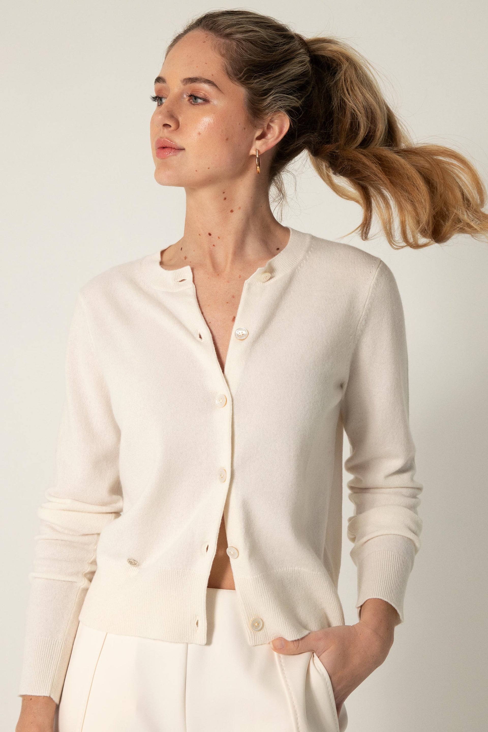 The Everyday Cashmere Cardigan in Cloud Dancer