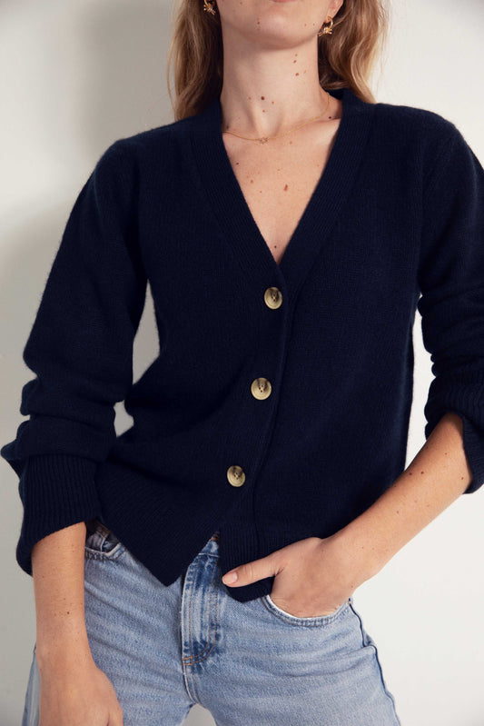 The Relaxed Cashmere Cardigan in Midnight Slate