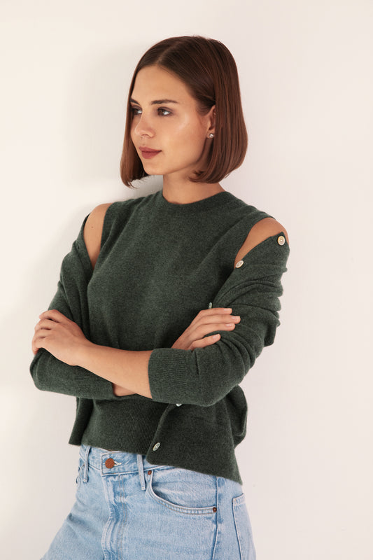 The Everyday Cashmere Cardigan in Algae