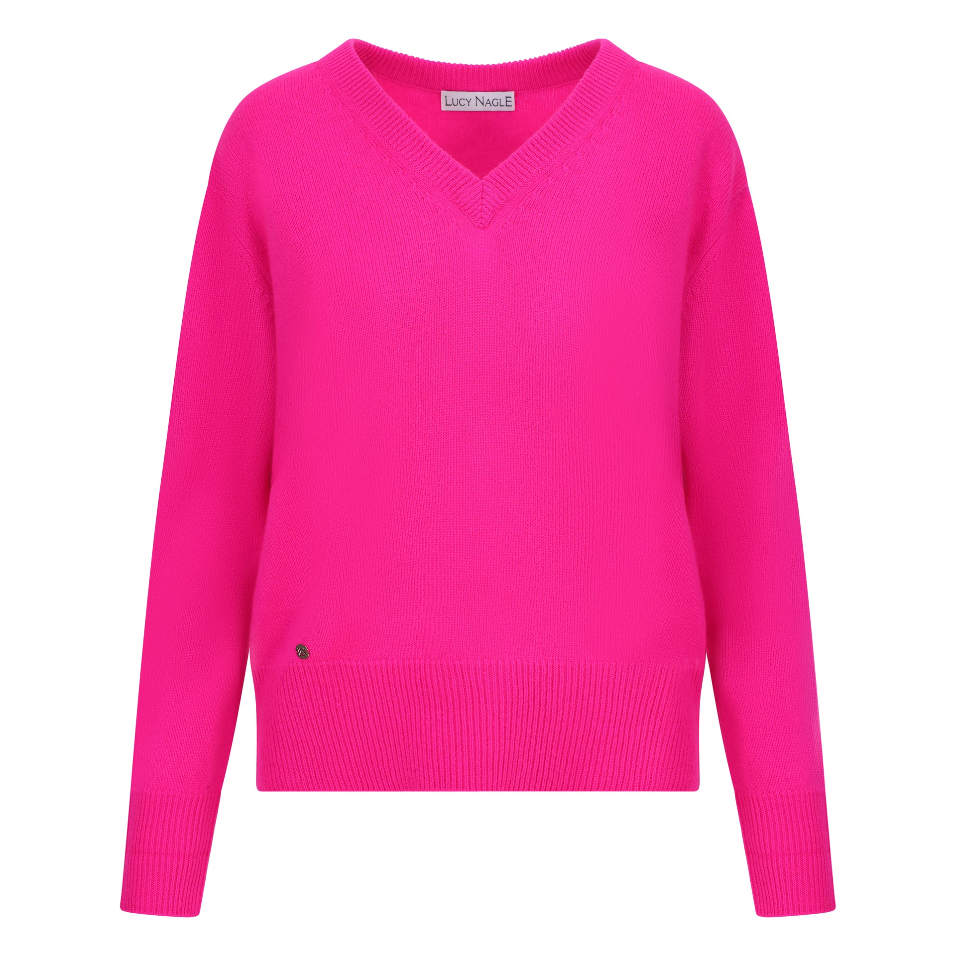The Elevated Cashmere V Neck in Vibrant Pink