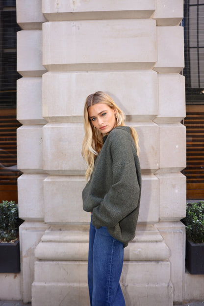 The Cashmere Collar Sweater in Algae