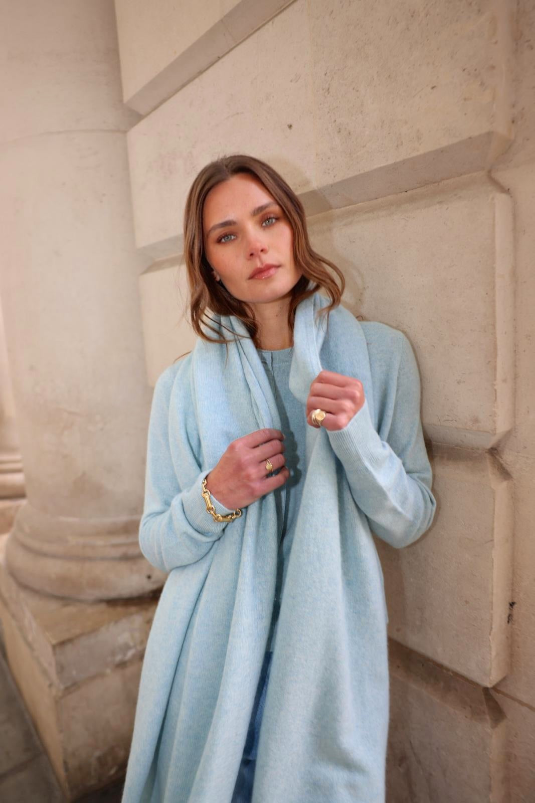 The Cashmere Travel Wrap in Green Lily