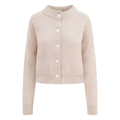 The Cashmere Pocket Cardigan in Latte