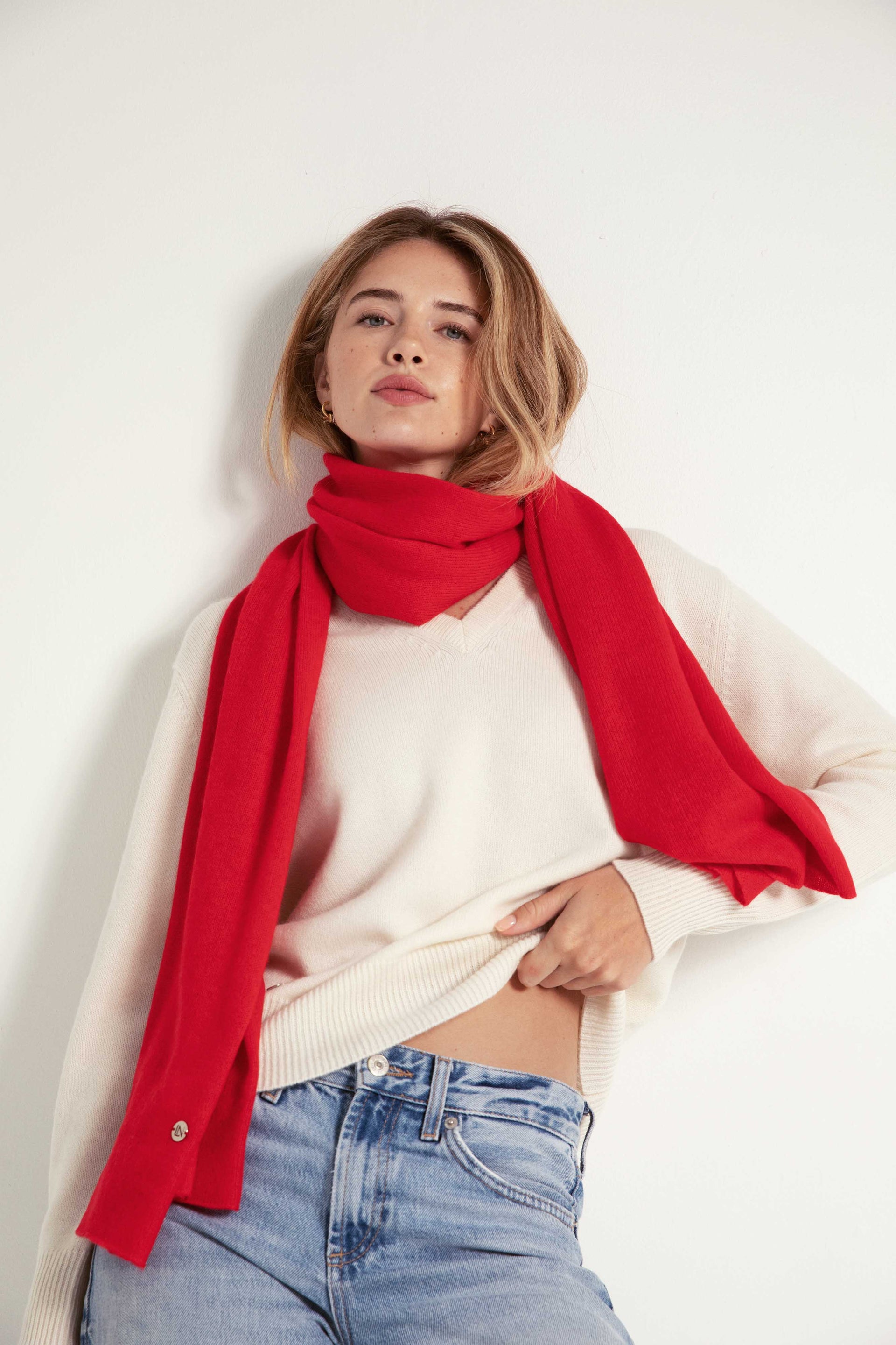 The Cashmere Travel Wrap in Crimson