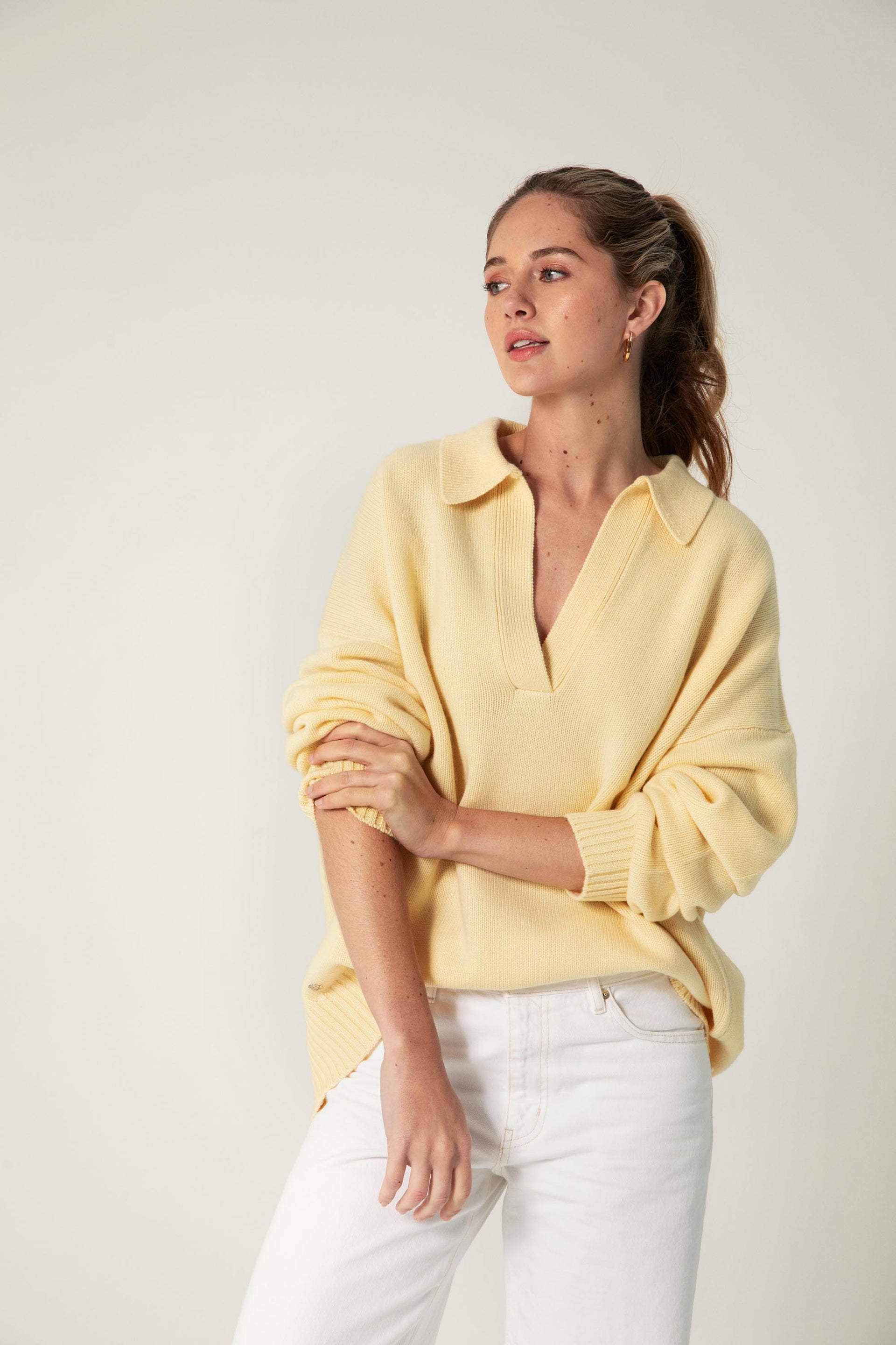 The Cashmere Collar Sweater in Primrose