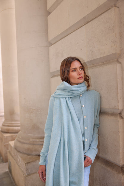 The Cashmere Travel Wrap in Green Lily