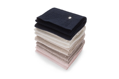 Cashmere Cable Baby Blanket in Snow Peak