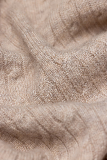 Cashmere Cable Baby Blanket in Affogato