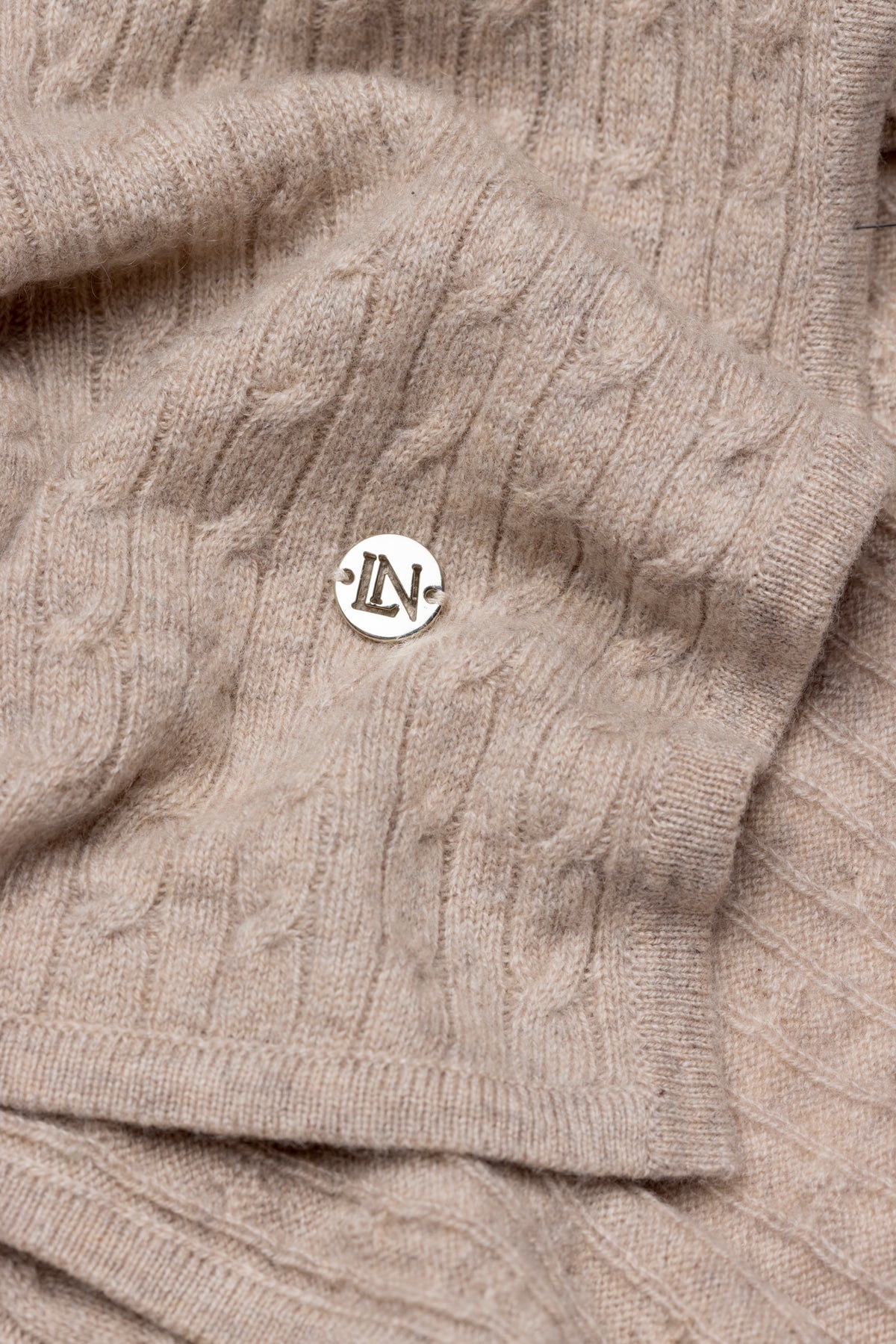 Cashmere Cable Baby Blanket in Affogato
