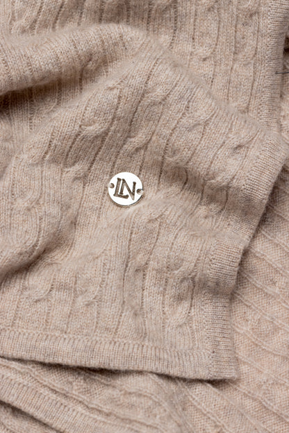 Cashmere Cable Baby Blanket in Affogato