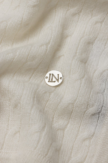 Cashmere Cable Baby Blanket in Snow Peak