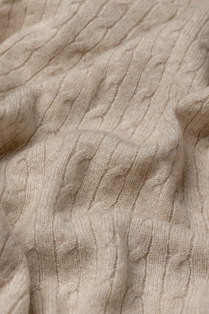 Cashmere Cable Baby Blanket in Sandstone
