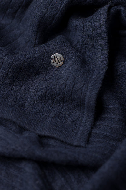 Cashmere Cable Baby Blanket in Navy